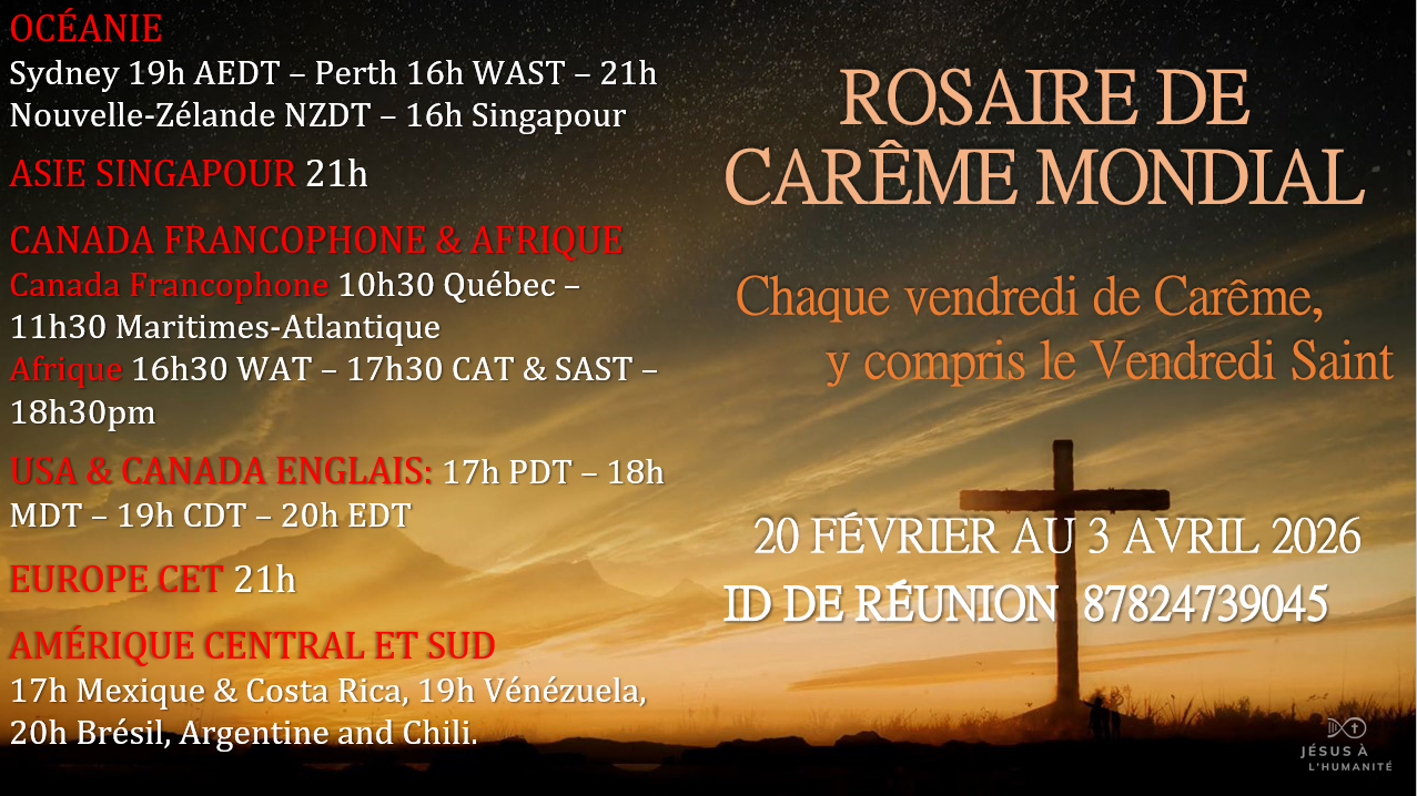 ROSAIRE DE CARÊME MONDIAL - Invitation à s'unir dans la Prière