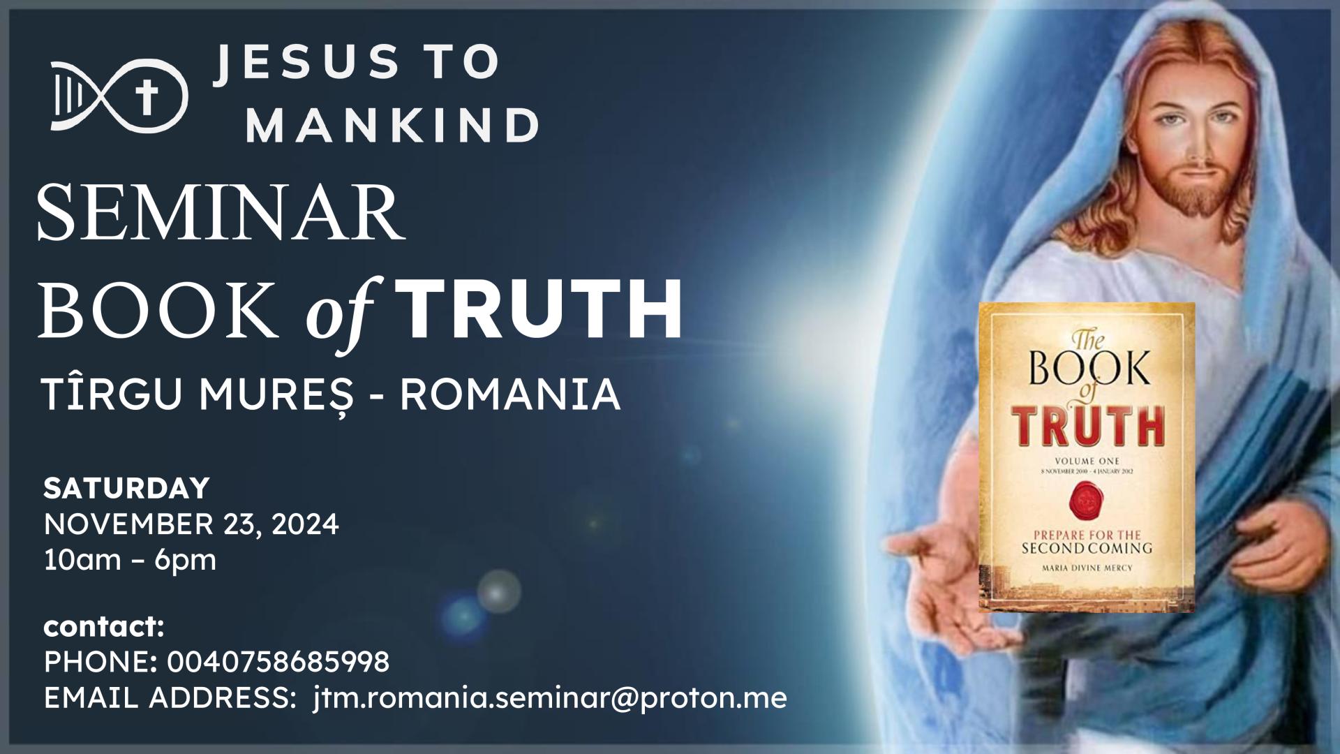     Book of Truth In-Person Seminar - Romania, TÎRGU MUREȘ
