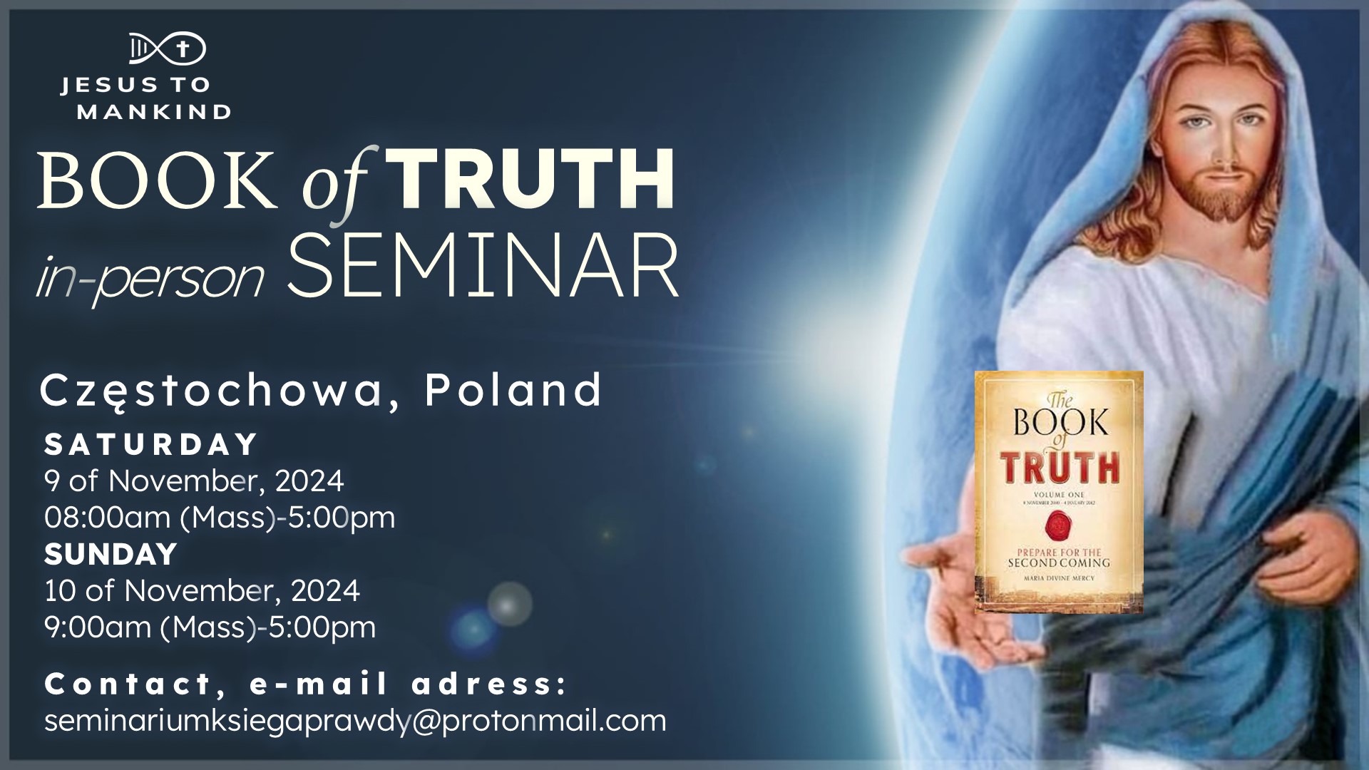 Official Book of Truth Seminar -  November 9, 2024 | November 10, 2024 | | Częstochowa, Poland