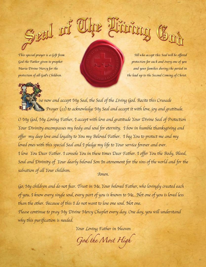 From JTM Canada - The Seal of The Living God: A Gift of Protection from God the Father