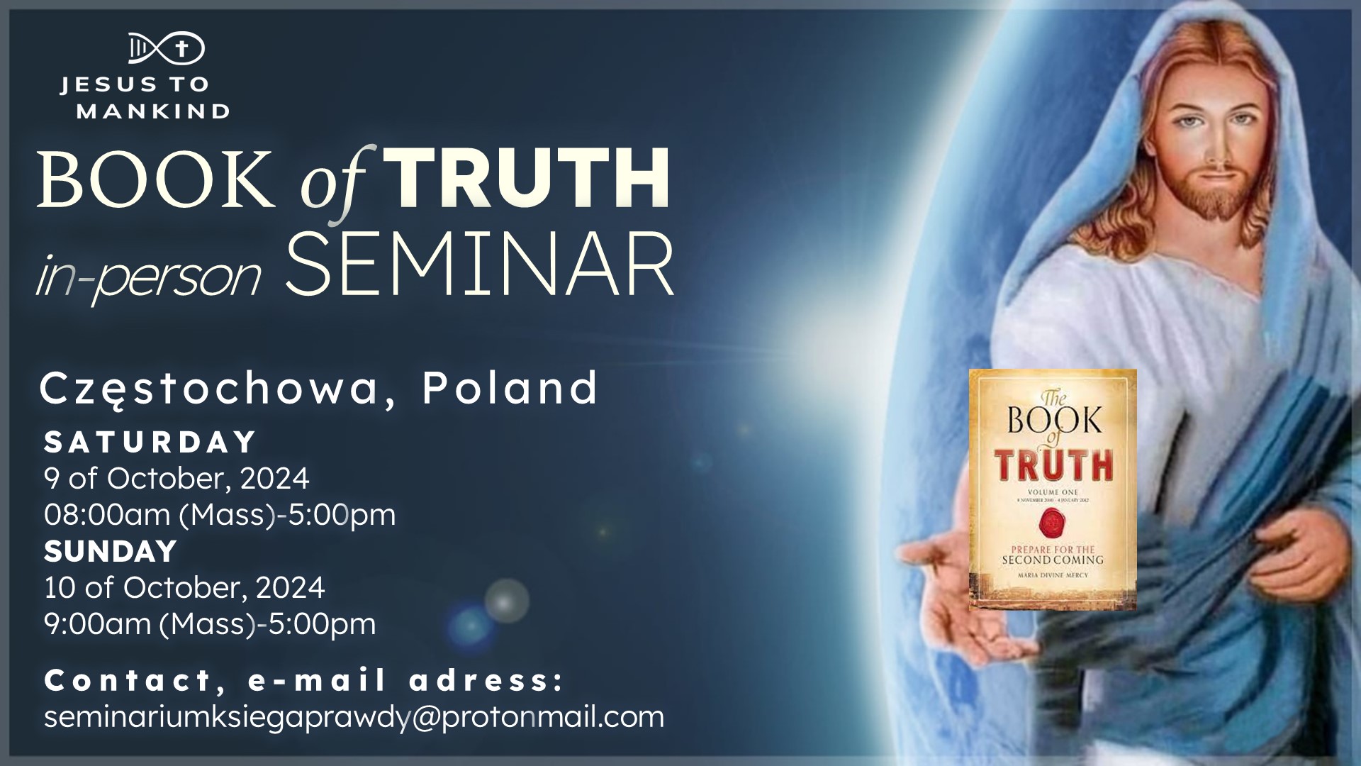 Офіційний семінар по Книзі Істини - 9 листопада 2024 | 10 листопада 2024 | Ченстохова, Польща